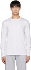 LACOSTE WHITE EMBROIDERED LONG SLEEVE T-SHIRT