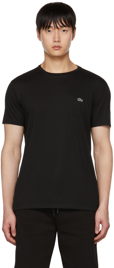 Lacoste Logo-patch Cotton T-shirt In Black