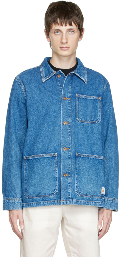 Nudie Jeans Barney Organic Cotton Denim Worker Jacket In Blue