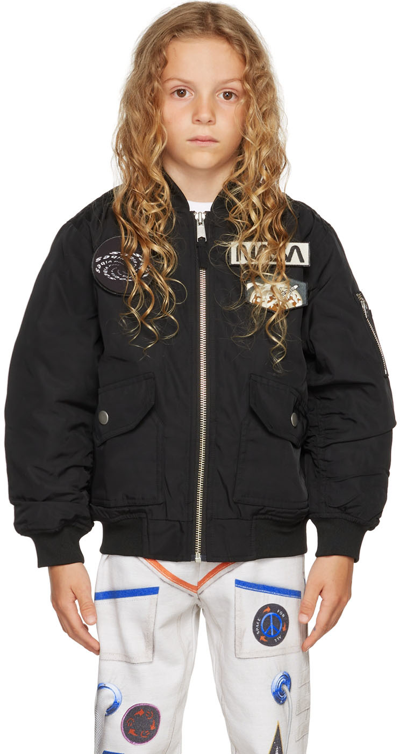 Molo Kids Black 'nasa' Heath Bomber Jacket In 99 Black