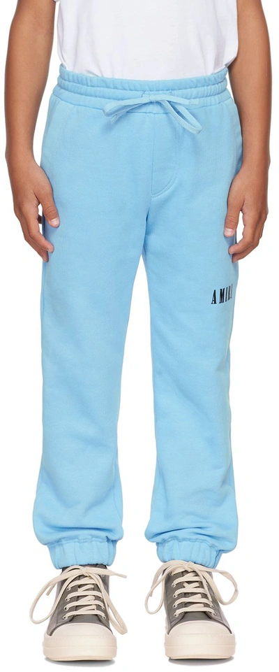 Amiri Kids Blue Bonded Lounge Trousers In Baby Blue