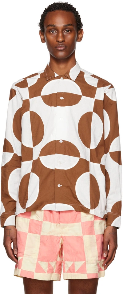 Bode Brown & White Duo Oval Shirt In Brown White