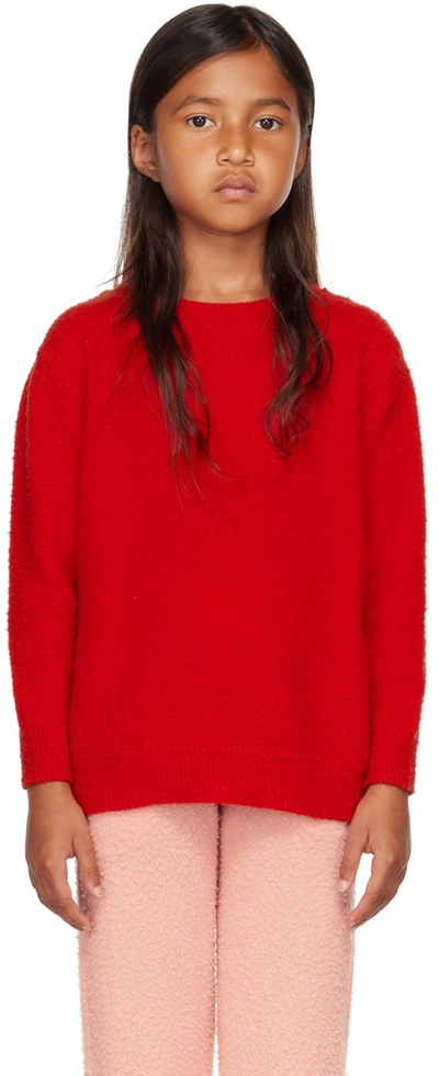 The Row Kids Red Bunny Sweater In Cry Cherry Red