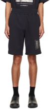 A-cold-wall* Black Foil Grid Shorts In Black