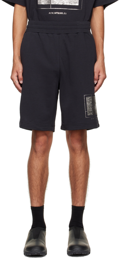 A-cold-wall* Black Foil Grid Shorts