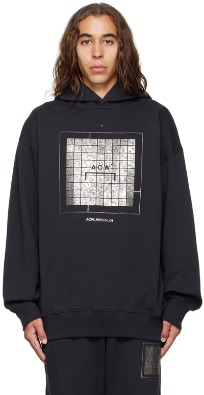 A-cold-wall* A-cold-wall Foil Grid Hoodie In Black
