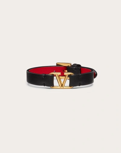 Valentino Garavani Vlogo Signature Calfskin Bracelet Woman Black/pure Red Uni