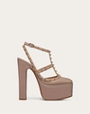 Valentino Garavani 155mm Rockstud Patent Leather Sandals In パウダー