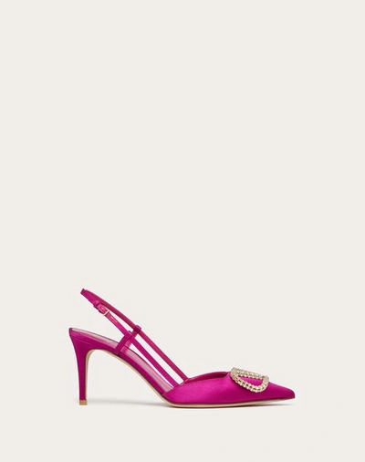 Valentino Garavani Vlogo Signature Satin Slingback Pumps 80mm Woman Rose Violet 41