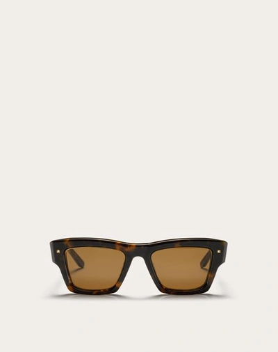 Valentino Garavani Valentino Xxii - Rectangular Acetate Frame Unisex Havana Brown/​brown 53