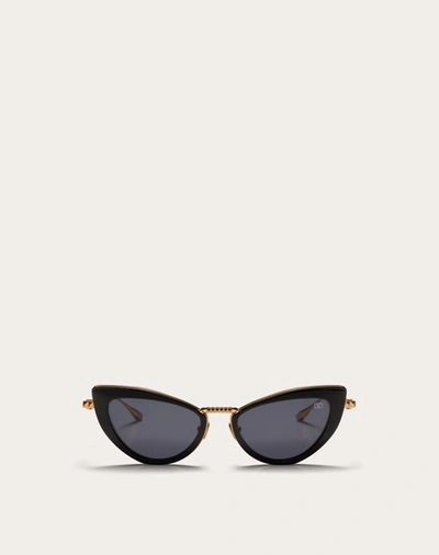 VALENTINO VALENTINO VIII - CAT-EYE TITANIUM AND ACETATE STUD FRAME WOMAN BLACK/GREY 50