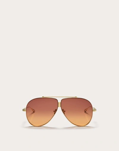 Valentino Garavani Valentino Xvi - Pilot Titanium Stud Frame Unisex Gold/​violet To Orange Gradient 64