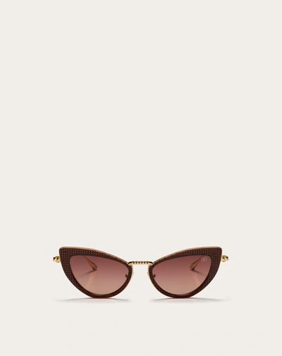 Valentino Garavani Valentino Viii - Cat-eye Titanium And Polyamide Stud Frame Woman Burgundy/​gradient Pink 50