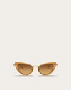 Valentino Viii Titanium & Acetate Cat-eye Sunglasses In Light Brown/​brown