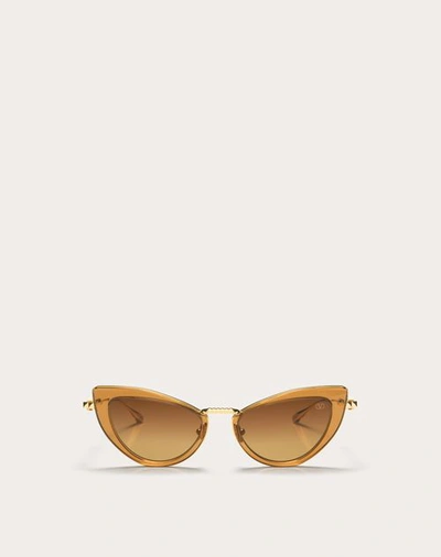 Valentino Viii Titanium & Acetate Cat-eye Sunglasses In Light Brown/​brown
