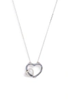 Suzy Levian Sterling Silver Sapphire Open Heart Pendant Necklace In Blue