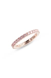 Suzy Levian 14k Rose Gold Plated Sterling Silver Cubic Zirconia Stackable Ring In Rose Pink
