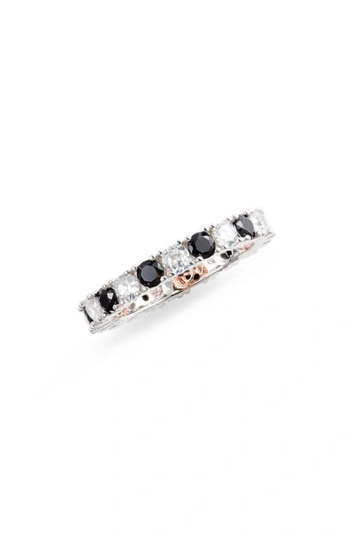 Suzy Levian Sterling Silver Black And White Eternity Band Ring