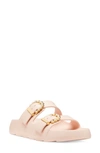 Stuart Weitzman Imitation Pearl Buckle Slide Sandal In Rosewater
