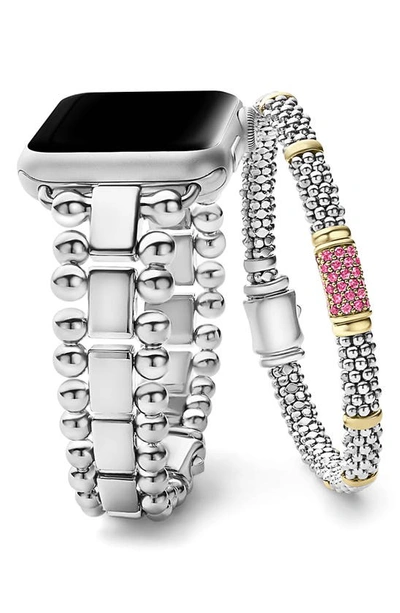 Lagos Smart Caviar Apple Watch® Band & Rope Bracelet Set In Pink