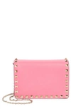 Valentino Garavani Rockstud Leather Pouch Wallet On A Chain In Feminine