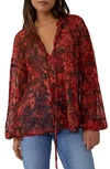 Free People Out For The Night Long Sleeve Blouse In Hot Combo