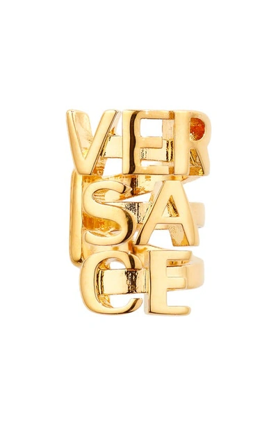 Versace Logo Text Ear Cuff, Single In  Gold