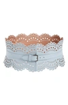 Alaïa Lambskin Leather Wide Corset Belt In Grey
