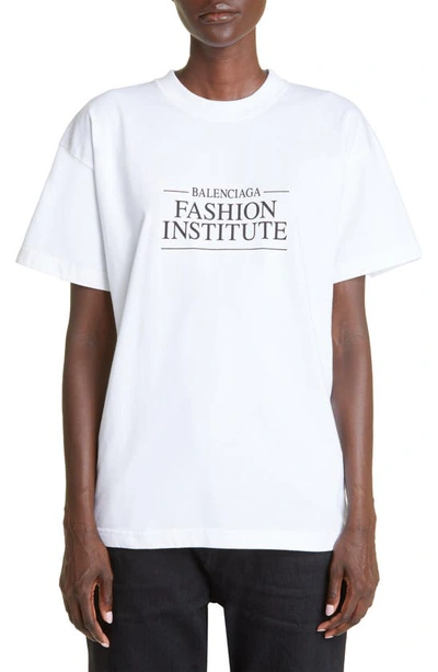 Balenciaga Woman White Fashion Institute Medium Fit T-shirt