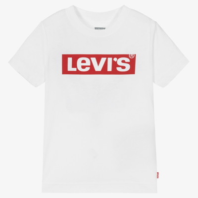 Levi's Kids' Boys White Cotton Logo T-shirt