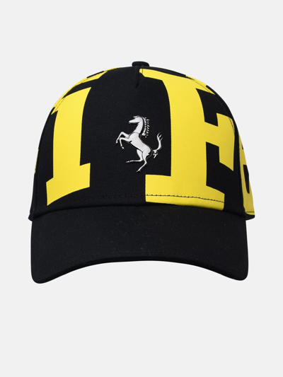 Ferrari All-over Logo Print Baseball Cap In Black