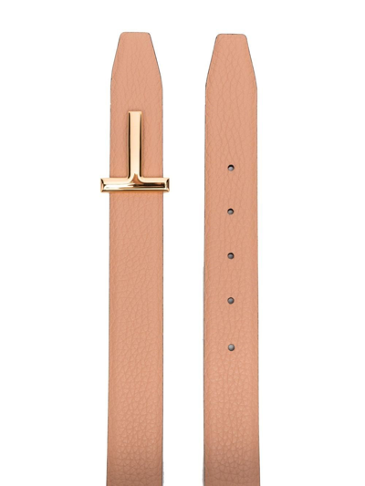 Tom Ford Belt With T-buckle In Pink & Purple