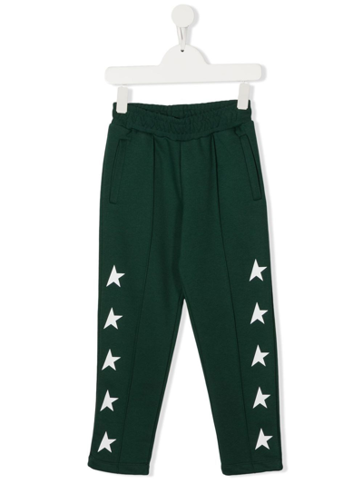 Golden Goose Kids' Star Cotton-blend Jersey Sweatpants In Green