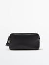 MASSIMO DUTTI LEATHER DOUBLE ZIP TOILETRY BAG