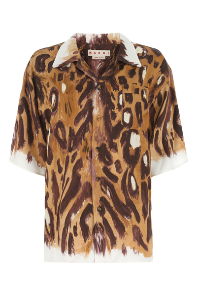 Marni Printed Satin Oversize Shirt Printed  Donna 40 In Multicolor