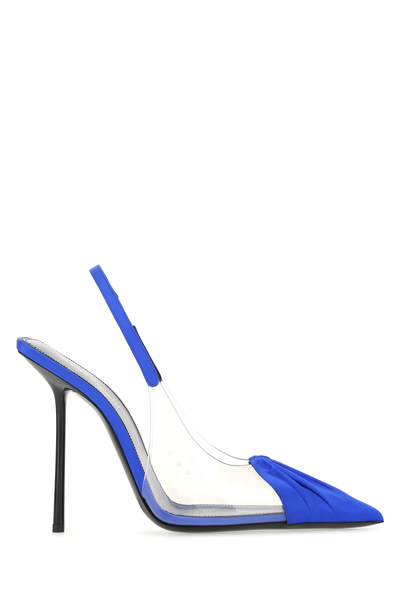 Saint Laurent Chica Pvc And Satin Slingback Pumps In Blue