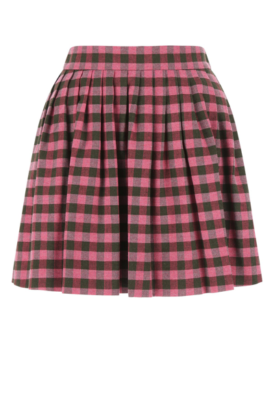 Kenzo Flared Gingham Mini Skirt Dark Rose Womens In Black