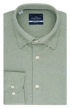 Savile Row Co Savile Row Blue Melange Knit Woven Dress Shirt In Green