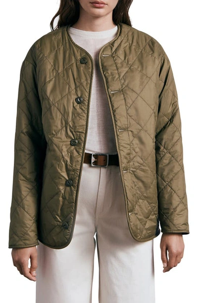 Rag & Bone Reversible Quilted Faux Shearling Jacket In Green