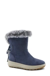 Flexus By Spring Step Snowbird Waterproof Faux Fur Trim Boot In Navy