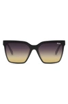 Quay Level Up 55mm Square Sunglasses In Matte Black / Black Gold
