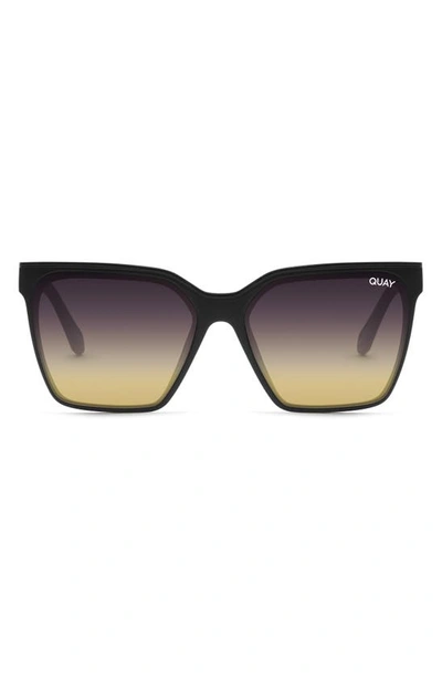 Quay Level Up 55mm Square Sunglasses In Matte Black / Black Gold