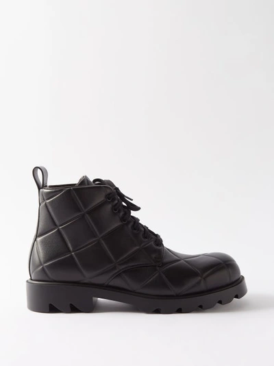 Bottega Veneta Men's Strut Padded Leather Combat Boots In Black