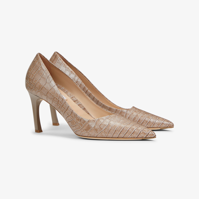 M.m.lafleur The Ginger Pump - Embossed Croc In Rosy Taupe