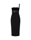 Roberto Cavalli Black Midi Dress With Buckle In Nero