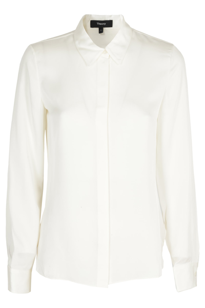 Theory Sunaya Silk-stretch Shirt In White