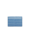 Smythson Folded Card Case With Snap Closure In Mara In Nile Blue