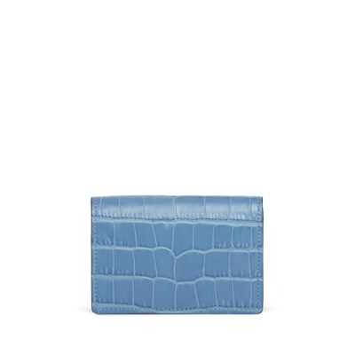 Smythson Folded Card Case With Snap Closure In Mara In Nile Blue