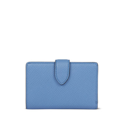 Smythson Small Continental Purse In Panama In Nile Blue