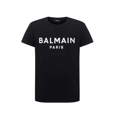 Balmain Logo Foil Organic Cotton Jersey T-shirt In Black